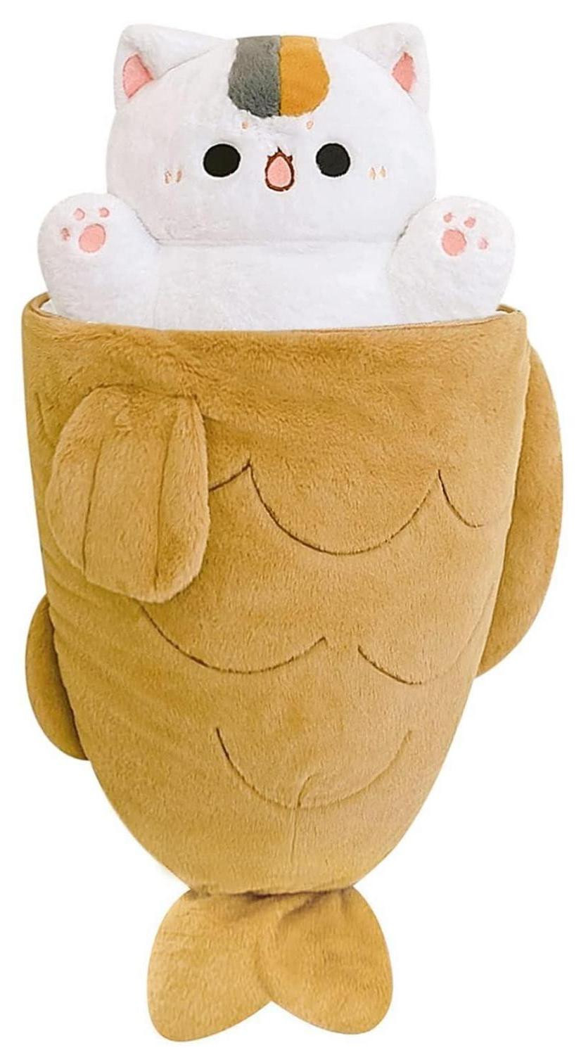 SHOWNICER Pluche kattenknuffel Vis 2-in-1 Stoffen knuffel/kussen 60 cm
