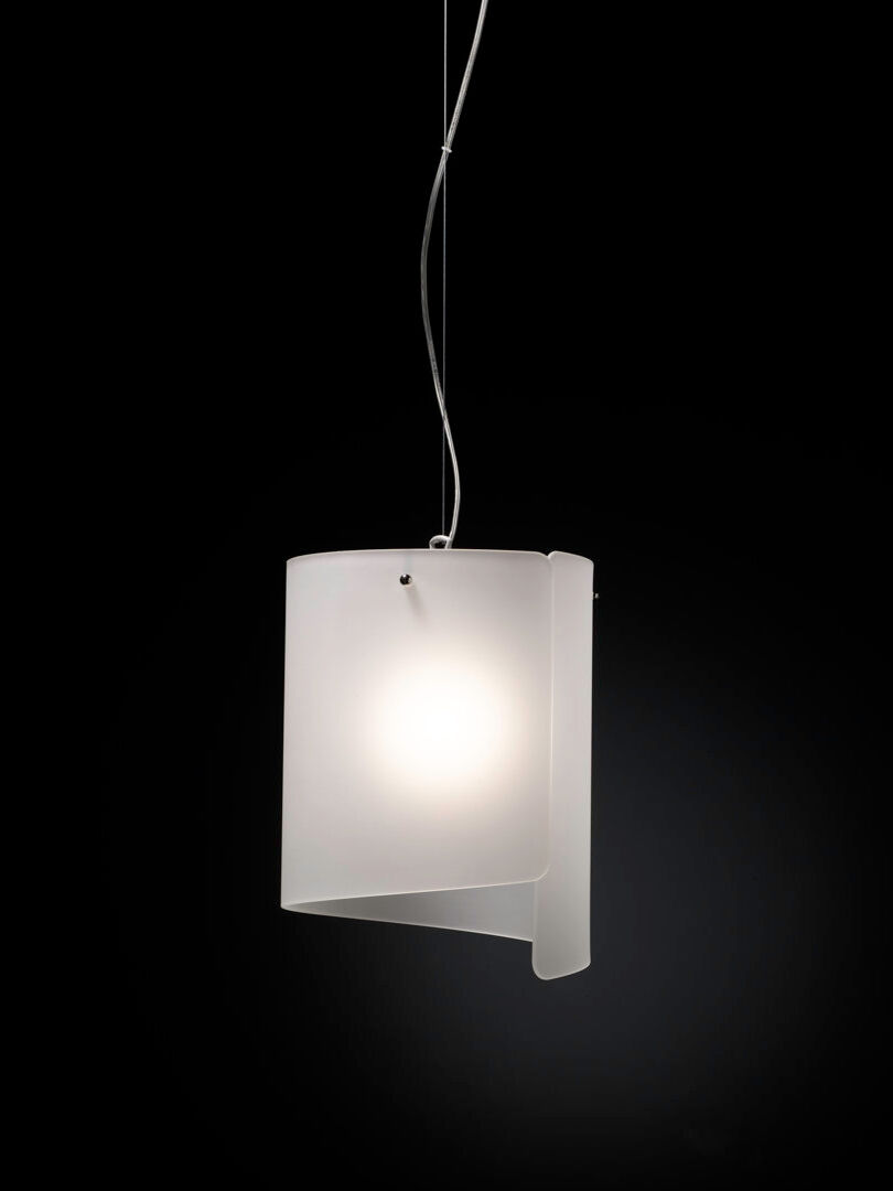 Selene Illuminazione Papiro 1 - Light Cylinder Pendant Satin crystal 33cm H X 26cm W X 26cm D