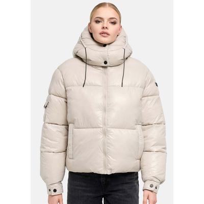 Winterjacke MARIKOO "Glimini", Damen, Gr. M, beige (bone), Obermaterial: 100% Nylon, Jacken Winterjacke, Winterjacke mit Kapuze, modische Steppung, warm gefüttert