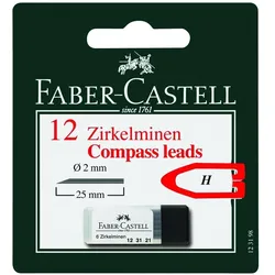 Faber-Castell, Bleistiftminen, Zirkelminendose (12 Stk., 2 mm, H)