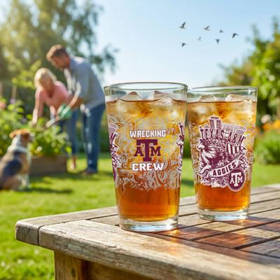 Evergreen Texas A&M 16 oz Pint Glasses, Set of 2 - 16 oz