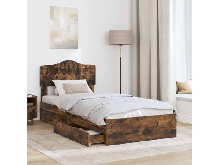 SKTQYQO Bettkasten Eiche Rauchgrau 70 x 190 cm Mehrschichtiges Holz, verschiebbare Schubladen, modernes Design, einfache Montage
