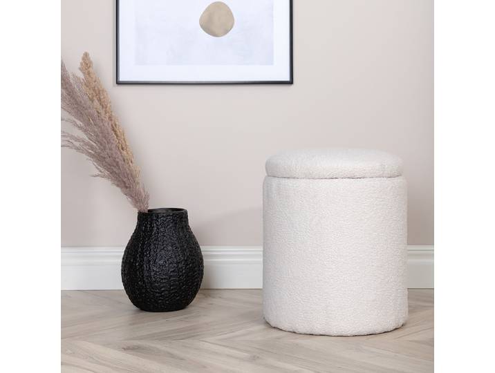 Pouf Limpen Ø 32cm Blanc/Blanc Peluche