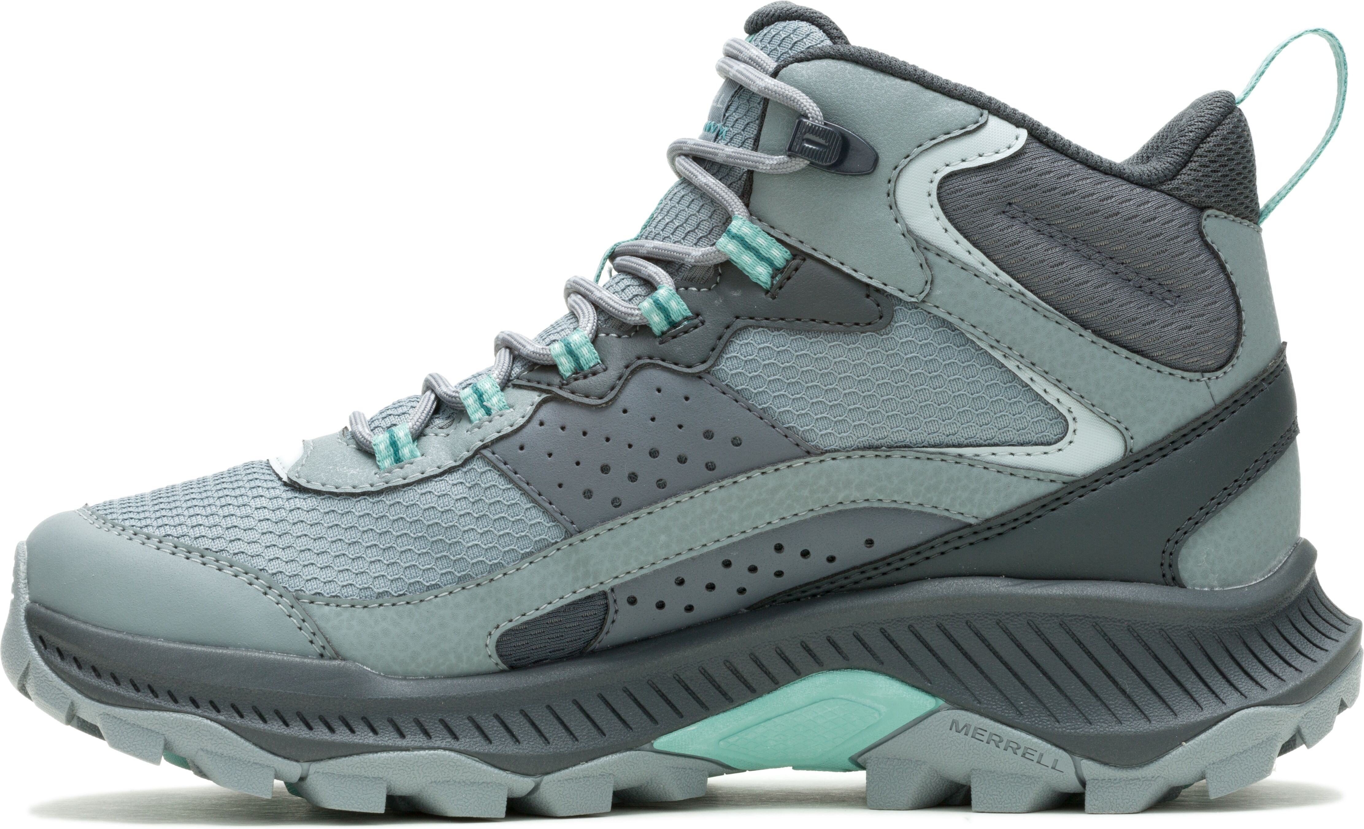 Wanderschuh MERRELL "SPEED STRIKE 2 MID GORE-TEX", Damen, Gr. 37, grau (monument), Synthetik, Textil, Schuhe Wanderschuh, wasserdicht dank Gore-Tex Membrane monument 37