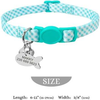 Uplift Essentials Personalized Engraved Nylon Cat & Kitten Collar With Safety Bell green