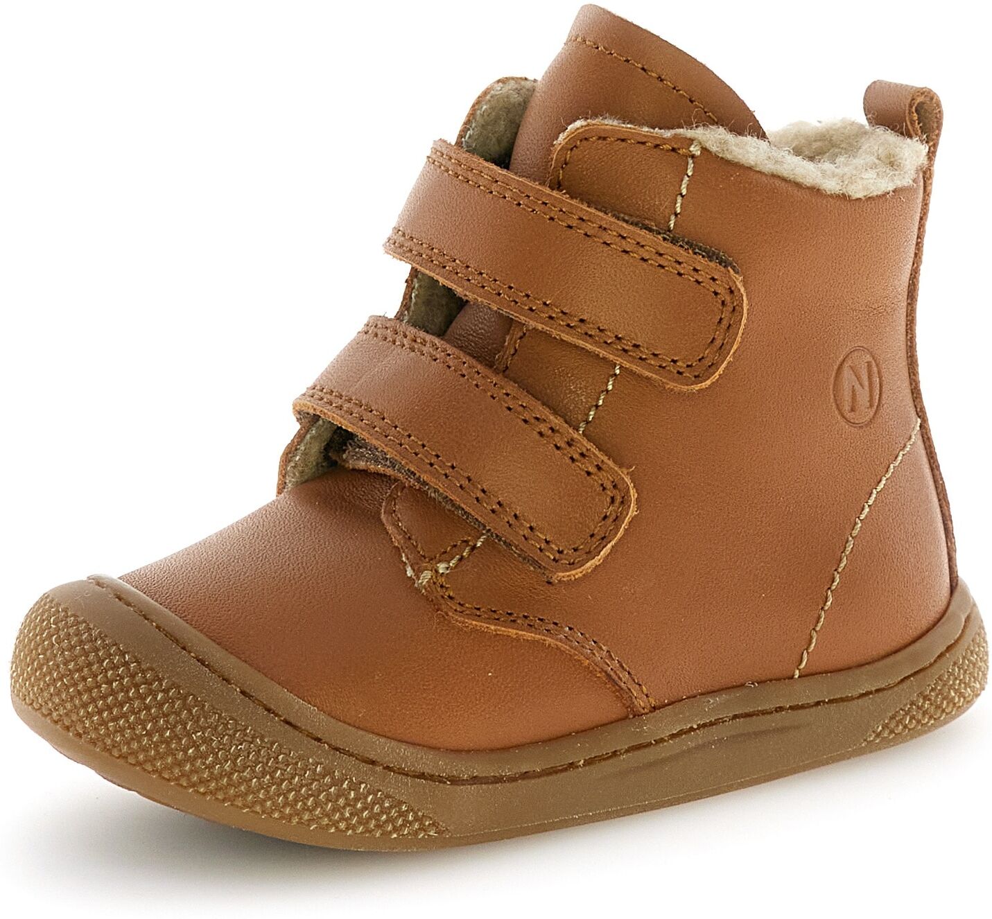 Lauflernschuh NATURINO "Bubble Wide", Baby, Gr. 26, Warmfutter, braun, Nappaleder, unifarben, Schuhe Lauflernschuh, Klettstiefel mit Wollfutter, Größenschablone zum Download