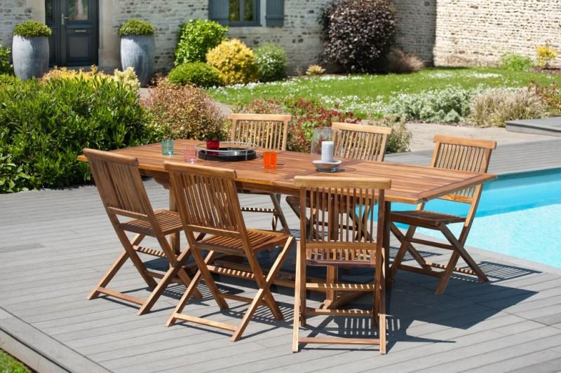 MAEVA - Ausziehbarer Gartentisch für 8-10 Personen, 180/240 cm, aus geöltem Teakholz