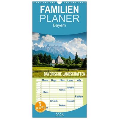 Familienplaner 2026 - Bayerische Landschaften mit 5 Spalten (Wandkalender, 21 x 45 cm) CALVENDO