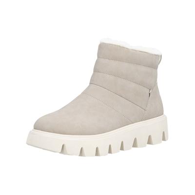 Plateaustiefelette RIEKER "Rieker Stiefelette Glattleder", Damen, Gr. 37, Lammwolle, beige (ginger), Glattleder, Schuhe