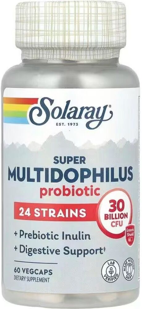 Solaray Super Multidophilus Probiótico, 30000 Millones, 60 Cápsulas Vegetales Talla Única Unisex