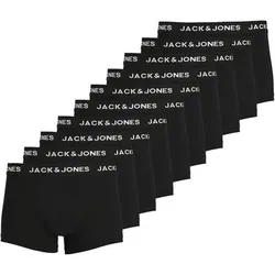 JACK AND JONES JACK&JONES Herren Boxer Shorts, 10er Pack - JACSOLID, Trunks, Baumwoll-Stretch, Logo einfarbig, Größe S in Schwarz Schwarz