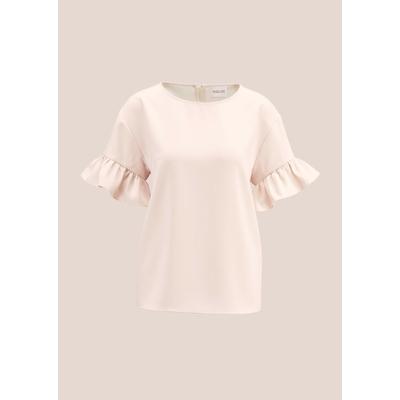 Kurzarmbluse MADELEINE "Hemdbluse Oversized-Bluse mit Volants, Kurzarm", Damen, Gr. 40, weiß (creme), Obermaterial: 100% Polyester PES., Modern, Blusen