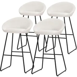 BARHOCKER 4er Set Beige mit Stoffbezug