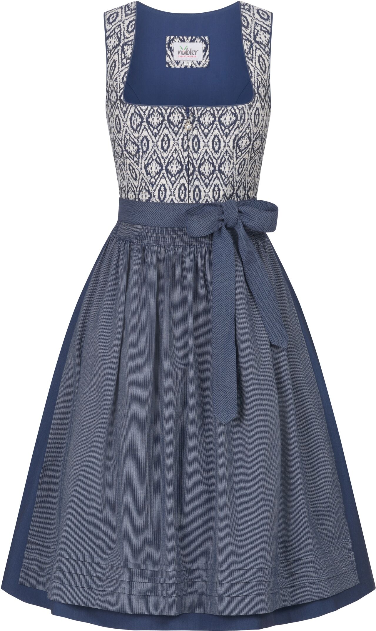Dirndl NÜBLER "Dirndl midi Gudrun", Damen, Gr. 44, EURO, blau, Obermaterial: 100% Baumwolle CO., Kleider Dirndl