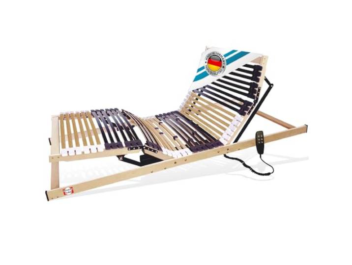Matratzen Perfekt Elektrischer-Lattenrost 80x200cm 8 cm Hoch 42 Leisten Fertig montiert 7-Zonen 2 Motoren Netzfreischaltung Notabsenkung Haertegradverstellung belastbar bis 200 kg