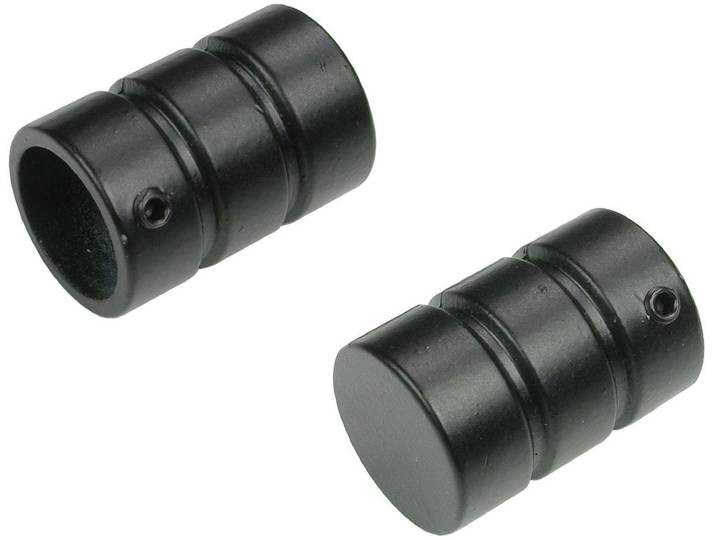 Gardinenstangen-Endstück LIEDECO Zylinder mit Rille , schwarz, H:2cm L:3,5cm Ø:1,6cm, Gardinenstangenendstücke, Gardinenstangen-Endstück, für Gardinenstangen Ø 16 mm