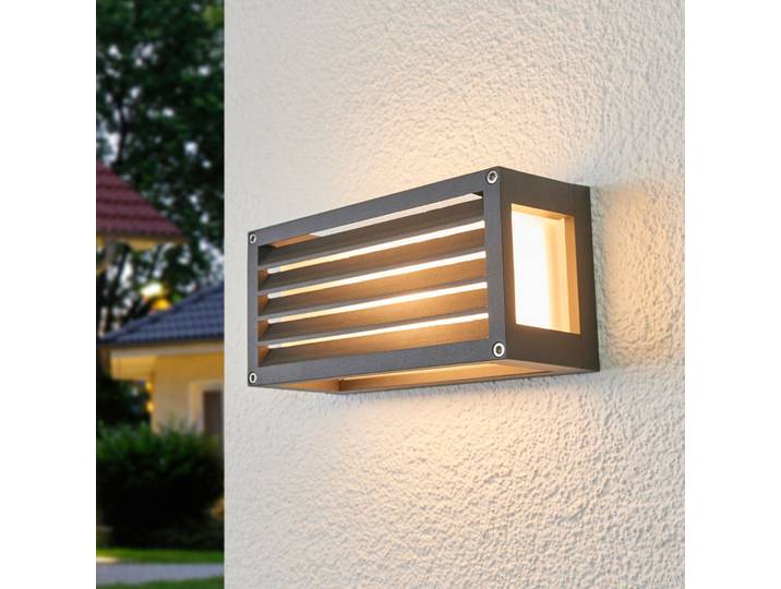 Aurelien applique d'extérieur, anthracite, 12 cm, avec ruban, Lucande - Balcon - Moderne - Métal - Angulaire