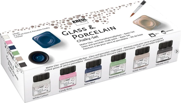 KREUL Farbset für Glas und Porzellan CHALKY 6 x 20 ml
