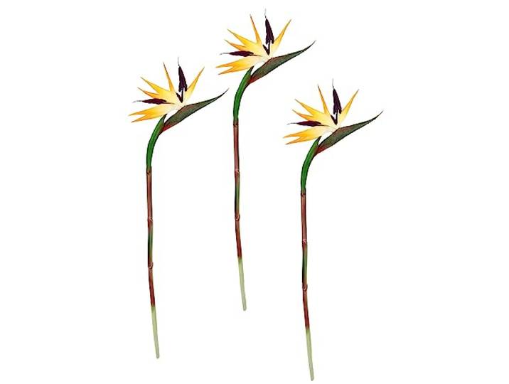 Künstliche Blume Strelitzie Paradiesvogelblume Exotischer Dekozweig Zweig Einzelblume Dekoblume Tropische Vase Arrangement Gesteck Stielblume Gold Hochzeit Hawaii Party Themenparty Dekoration