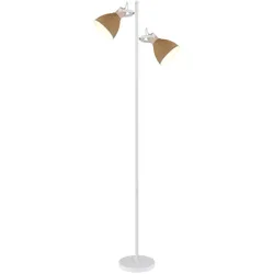 Stehleuchte Stehlampe Holz Wohnzimmerlampe schwenkbar weiß Metall H 158,5 cm