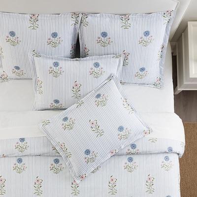 Essie Floral Pinstripe Duvet Cover - Full/Queen - Ballard Designs