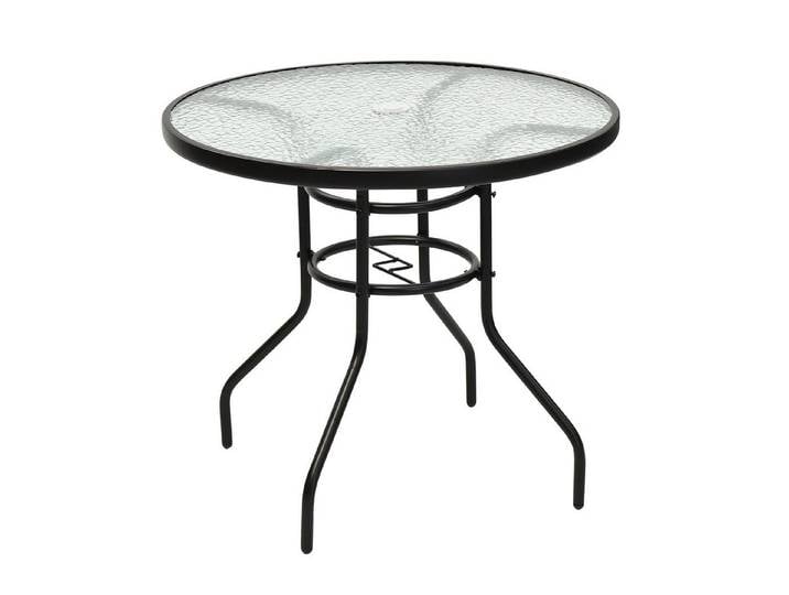 COSTWAY Bistrotisch, rund, mit Schirmloch & Glasplatte, 81x81x71cm