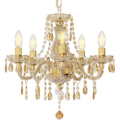 NOWA Kronleuchter "MARIE", gold (goldfarben), Ø 48cm, 1 Stk., Leuchten, Luster, Elegante Leuchte, Kristalle, Hängeleuchte, Pendelleuchte, Kronleuchter