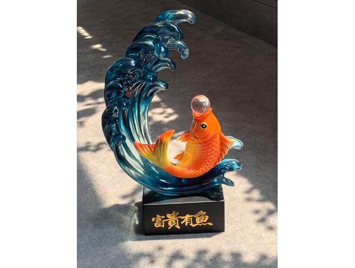 Bureau Koi poisson bureau Statuette décoration artisanat Transparent Sculpture salon armoire à vin Figurine décoration cadeau