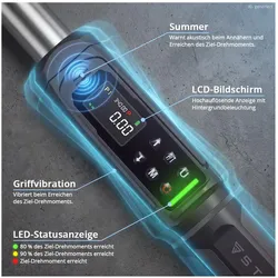 Stahlwerk, Drehmomentschlüssel, Digitaler Drehmomentschlüssel 3-200 Nm 1/2“ mit Eichzertifikat, LED-Anzeige, Transportbox (3 - 200 Nm)