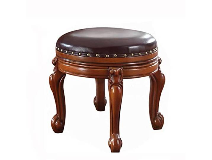 ZJXANMZ Fußhocker, Ottomane, Drehbarer Fußhocker, Leder-Ottoman, Gepolsterte Runde Fußstütze Aus Kunstholz Für Das Wohnzimmer/Braun/44Cm