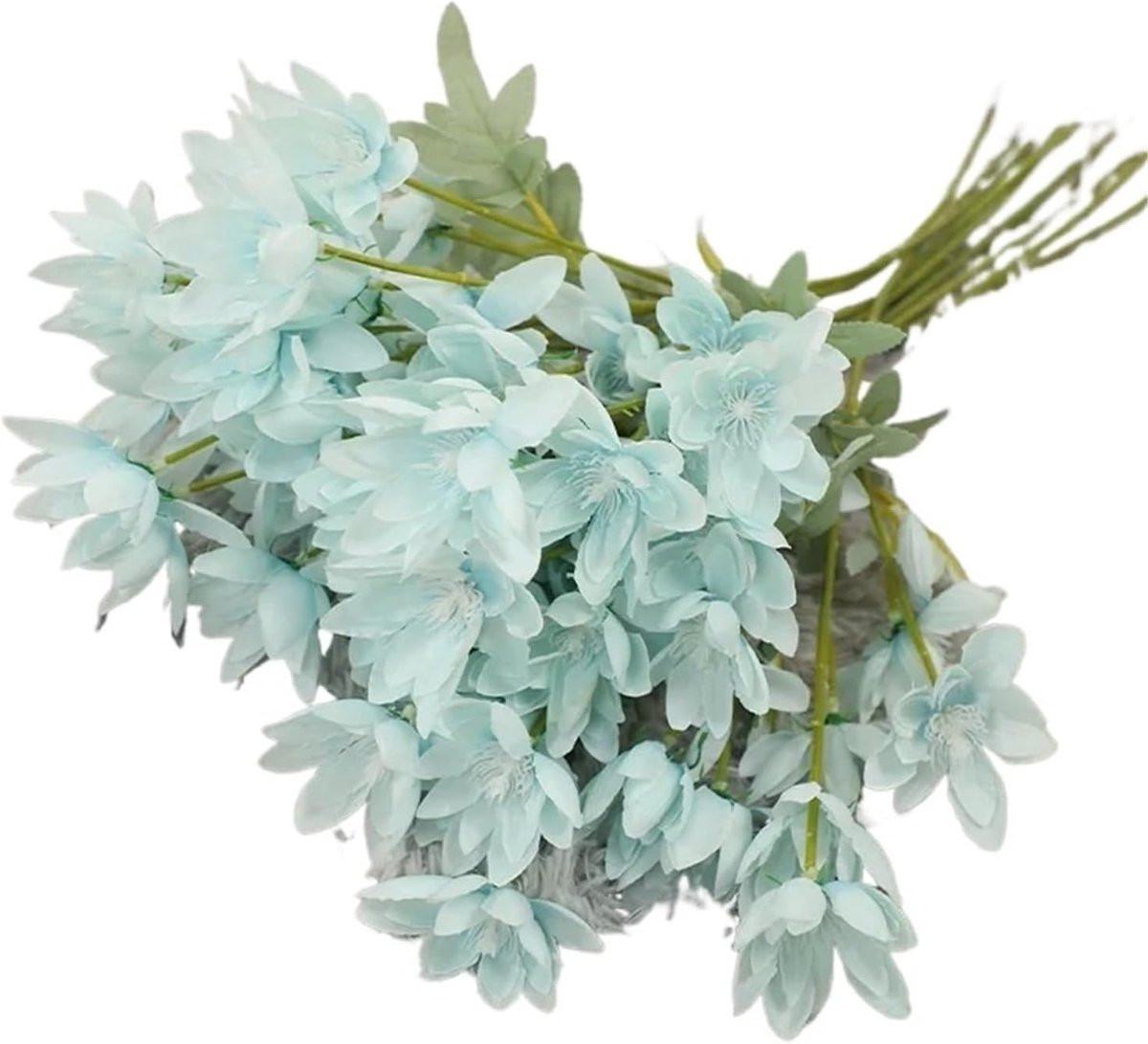 Lichtblauwe kunsthortensia van zijde voor woondecoratie, 60 cm