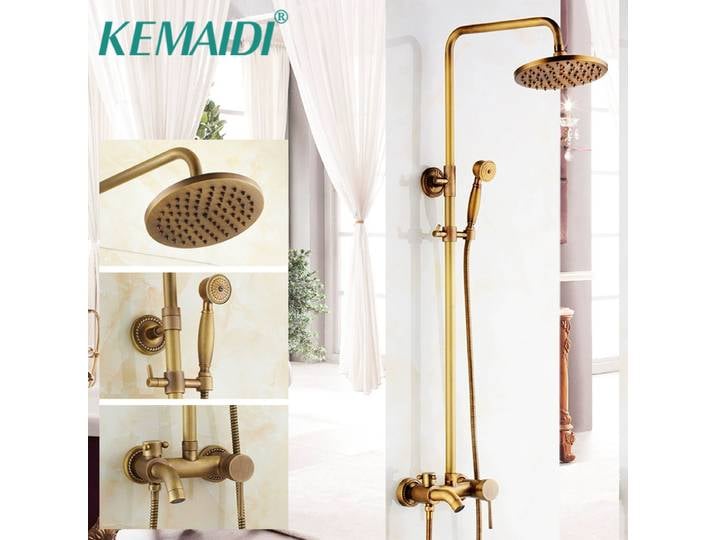 KEMAIDI – ensemble de douche de luxe en laiton Antique, système de douche mural à 3 fonctions avec Kit de douche à pulvérisation portative et vers le bas