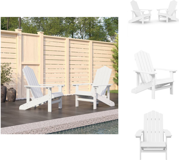 vidaXL Adirondack-Gartenstühle 2 Stk. HDPE Weiß - Gartenstühle