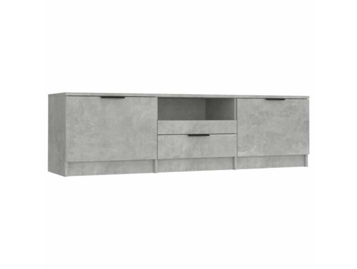 KGFHERENB TV-Schrank Betongrau 140x35x40 cm Fernsehtisch Lowboard Modernes Medienmöbel fürs Wohnzimmer mit 3 offenen Fächern und 1 Schublade für strukturierte Organisation.