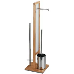 WENKO Stand WC-Garnitur Mod. Rivalta Bambus, integrierter Toilettenpapierhalter und WC-Bürstenhalter
