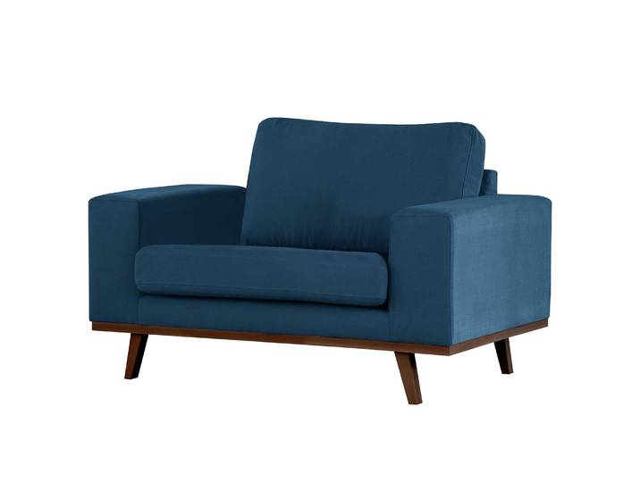 Sessel Blau/Blau Baumwollstoff Vele Buche Dunkel 122 x 81 x 88cm