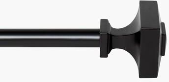 Deco Window 44-120 Inch Adjustable Curtain Rod, 3/4 Inch Metal Drapery Rod with Square Finials, Black Matte