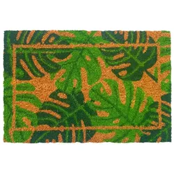 Relaxdays Kokos Fußmatte Pflanzen 60x40 cm Dunkelgrün,Grün,Hellbraun