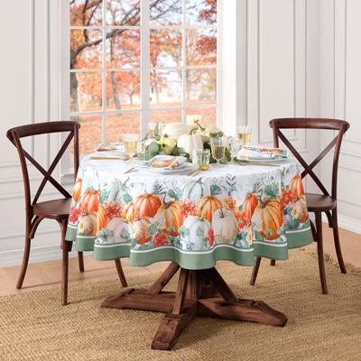 Threadmade Pumpkin Harvest Vine Double Border Tablecloth