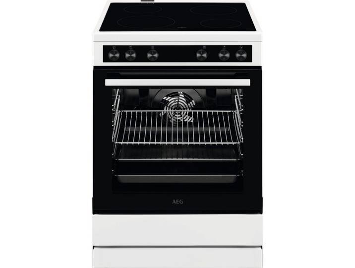 AEG Elektro-Standherd CCB6206ABW, Vier Kochzonen, stufenlose Temperaturregelung, Aqua-Reinigung