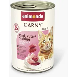 animonda Carny Adult 400g Dose Katzennassfutter 6 x 400 Gramm Rind, Pute + Shrimps