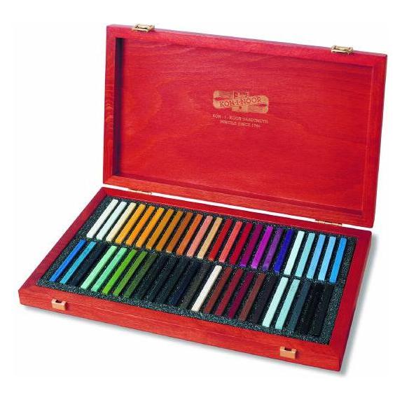 Koh-i-Noor Pastellkreide eckige Hartpastell, sortiert 48er Set im Holzkoffer (48x) (69982929)