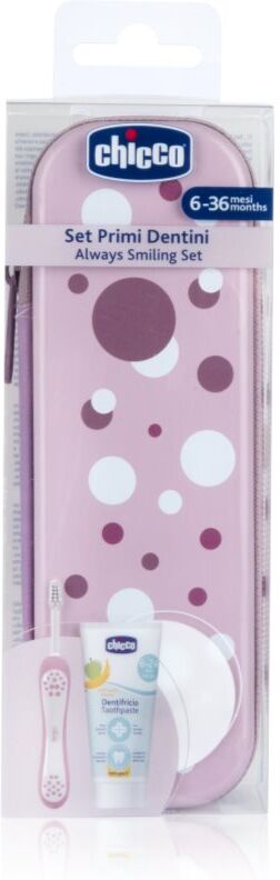Chicco Always Smiling Set 6m+ Ensemble de soins dentaires avec étui Lilac