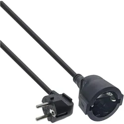 InLine, Verlängerungskabel, Strom-Verlängerung Schutzkontakt Stecker gewinkelt / Buchse, schwarz, 15m (15 m, CEE 7/3)