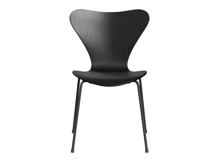 Fritz Hansen - Serie 7 Stuhl, Monochrom schwarz / Esche schwarz gefärbt