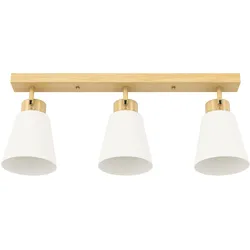 DECKENLAMPE Stahl Glas Naturholz
