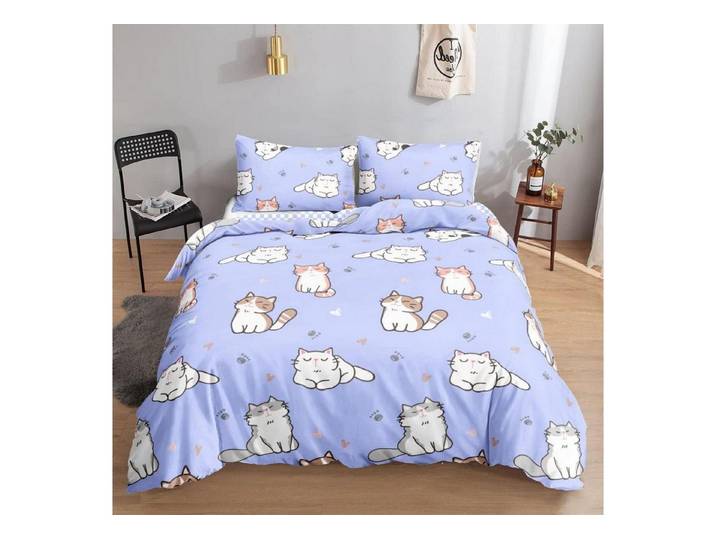 LuxusKollektion Kinderbettwäsche Bettwäsche Katze Lila 200x200cm