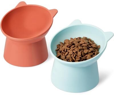 Universal Stock Raised Cat Bowls Whisker Friendly Tilted Cat Feeder For Comfortable Eating Raised Cat Bowls Whisker Friendly Tilted Cat Feeder For Comfortable Eating