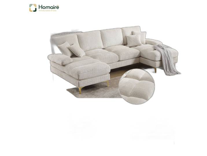 Sofa Mit Modulen Beige Aus Polyester 272 X 136 X 88 Cm Homaire