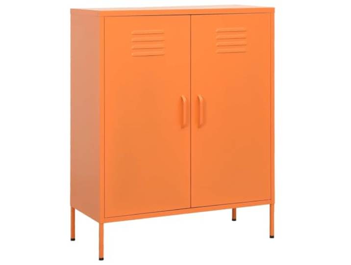 Todiikf Lagerschrank Stahl Orange 80x35x101,5 cm Sideboard Modernes Sideboard aus robustem Stahl mit 2 verstellbaren Einlegeböden und verstellbaren Füßen für Ihr Wohnzimmer.